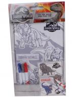 Slammer Jurassic World inkleur stickers 3D blauw/rood/grijs