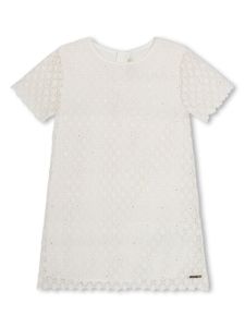 Michael Kors Kids robe en coton à dentelle fleurie - Blanc