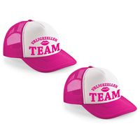 4x stuks roze fuchsia/ wit Vrijgezellen Team snapback cap/ truckers pet dames - Vrijgezellenfeest pe - thumbnail