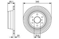 Remschijf BOSCH, Remschijftype: Geventileerd: , u.a. für Cadillac, Chevrolet, GMC