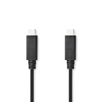 NEDIS USB-kabel | USB 3.2 Gen 2 | USB Type-C ™ stekker | USB Type-C ™ stekker | 10 Gbps | 100 W | vernikkeld | 1,00 m | rond | PVC | zwart | plastic zak
