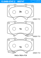 Remblokkenset, schijfrem ATE, u.a. fÃ¼r Toyota, Mitsubishi