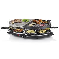 Princess Raclette grill voor maximaal 8 personen, Met steen en Antiaanbaklaag grillplaat, Zwart
