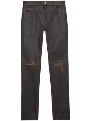 Courrèges Gerafelde straight leren broek - Bruin