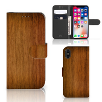 Apple iPhone X | Xs Book Style Case Donker Hout - thumbnail