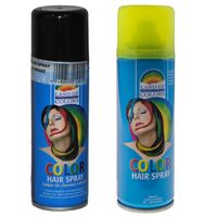 Set van 2x kleuren haarverf/haarspray van 111 ml - Zwart en Geel - thumbnail