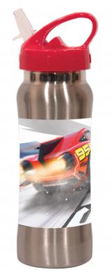 Giovas tuitbeker Cars staal 580 ml zilver/rood Giovas tuitbeker Cars staal 580 ml zilver/rood
