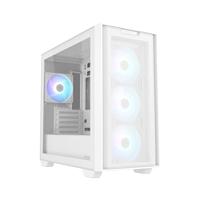 ASUS A21 PLUS TG ARGB WHITE Micro ATX-behuizing, ondersteunt moederborden met verborgen aansluitingen, 360 mm radiatoren en 380 mm grafische kaarten, 4 vooraf geïnstalleerde ARGB-ventilatoren, wit