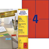 Etiket Avery Zweckform 3456 105x148mm A6 rood 400stuks - thumbnail