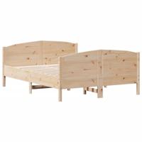 vidaXL Bedframe met hoofdbord massief grenenhout 150x200 cm, bed, slaapkamermeubel, houten bed, tweepersoonsbed, houten bedframe, bedbodem