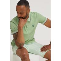 Tom Tailor regular fit polo met contrastbies lichtgroen