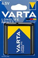 Varta 4912121411 Longlife Power batterij 4,5 V Block batterij 3LR12 (verpakt per stuk) Alkaline Batterij, 4,5V Block, zwart