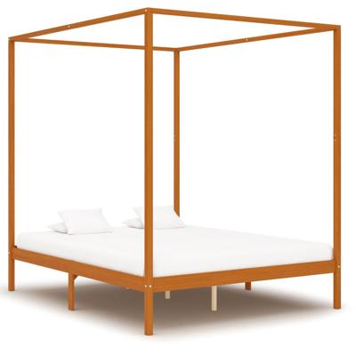 vidaXL Hemelbedframe massief grenenhout honingbruin 160x200 cm vidaXL Hemelbedframe massief grenenhout honingbruin 160x200 cm
