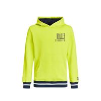 WE Fashion hoodie met tekst neon geel/donkerblauw/wit