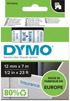 Dymo D1 tape 12 mm, blauw op wit