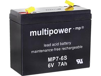 multipower MP7-6S Loodaccu 6 V 7 Ah Loodvlies (AGM) (b x h x d) 116 x 99 x 50 mm Kabelschoen 4.8 mm Onderhoudsvrij, Geringe zelfontlading