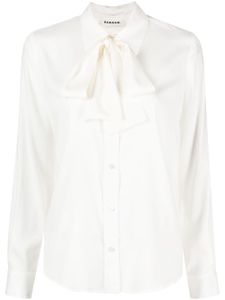 P.A.R.O.S.H. chemise en soie à col lavallière - Blanc