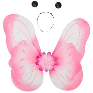 Vlinder verkleed set - vleugels en diadeem - roze - kinderen - carnaval verkleed accessoires