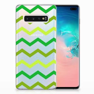 Samsung Galaxy S10 Plus TPU bumper Zigzag Groen