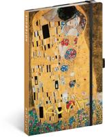 NOTIQUE Notitieboek, gelinieerd met elastiek 13x21cm ca. A5, designer hardcover notebook, notitieblok, notitieboek, dagboek voor volwassenen, dames (Gustav Klimt)