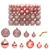 Kerstballen 100 st 3/4/6 cm roze en ros