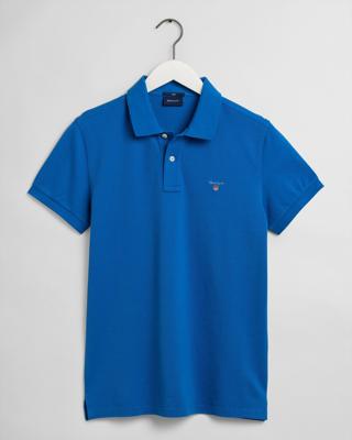 Gant Heren Poloshirt Rugger Royal Blauw Piqué Slim Fit