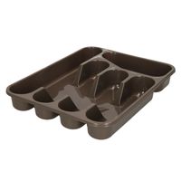 Bestekbak/keuken Organizer - 5-Vaks - Bruingrijs - 33,5 x 26,5 x 3,5 cm - thumbnail