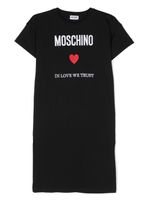 Moschino Kids robe en coton à logo brodé - Noir