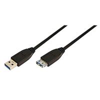 LogiLink CU0043 USB-kabel, USB 3.0, AM naar AF, zwart, 3,00 m