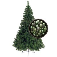 Bellatio Decorations kunst kerstboom 210 cm met kerstballen salie groen