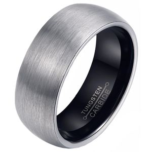 Wolfraam heren ring Zilver met Zwart 8mm-21mm