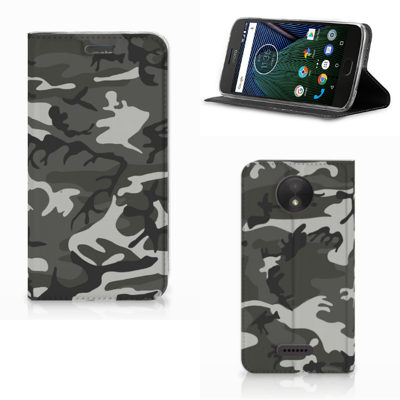 Motorola Moto C Plus Hoesje met Magneet Army Light