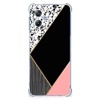 Motorola Moto G54 Shockproof Case Zwart Roze Vormen - thumbnail