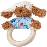 Käthe Kruse houten grijpring hondje 15 cm blauw