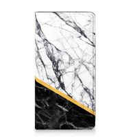 Samsung Galaxy A54 Standcase Marmer Wit Zwart - Origineel Cadeau Man - thumbnail