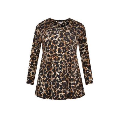 Yoek top met dierenprint bruin
