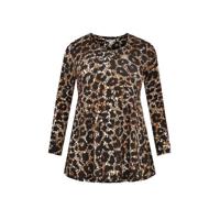 Yoek top met dierenprint bruin