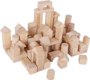 Houten blokken + handige tas - blank - 100 stuks