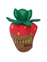 Yeowww! Kattenkruid speelgoed voor katten - biologisch kreukelig kattenspeelgoed, duurzaam en veilig, voor binnen en buiten katten, aardbeivormig (H 10 cm) (chocolade-aardbei)