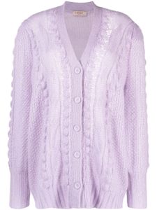 TWINSET cardigan en maille ajourée à col v - Violet