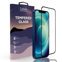 Lunso - Gehard Beschermglas - Full Cover Tempered Glass - Geschikt voor iPhone 12 Mini - Black Edge