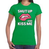 Shut up and kiss me t-shirt groen dames