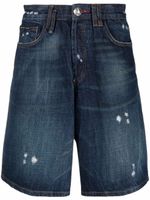 Philipp Plein short en jean à effet usé - Bleu - thumbnail