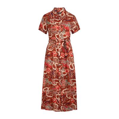 King Louie blousejurk Rosie Lei met all over print bruin/rood/blauw King Louie blousejurk Rosie Lei met all over print bruin/rood/blauw