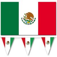 Landen vlaggen versiering set - Mexico - Vlag 90 x 150 cm en vlaggenlijn 3.5 meter