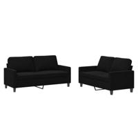 vidaXL 2-delige Loungeset met kussens fluweel zwart, fauteuil, 3-zitsbank, sofa, 2-zitsbank, bank, 2 zitsbank, zitbank, fauteuil stoel, 2 zits bank