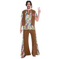 Amscan 9906996-1960 Psychedelische hippie man volwassenen verkleedkostuum voor heren, maat: standaard