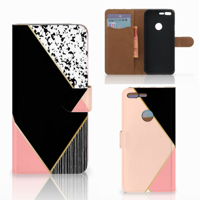 Google Pixel XL Bookcase Zwart Roze Vormen