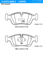 Remblokkenset, schijfrem ATE Ceramic ATE, u.a. fÃ¼r BMW