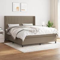 vidaXL Boxspring met matras stof taupe 160x200 cm